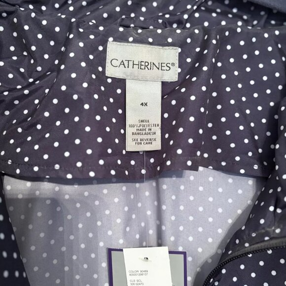 Catherines Ultimate Packable Parka - Womens Size 4XL - Navy w/White Polka Dots - Picture 7 of 11